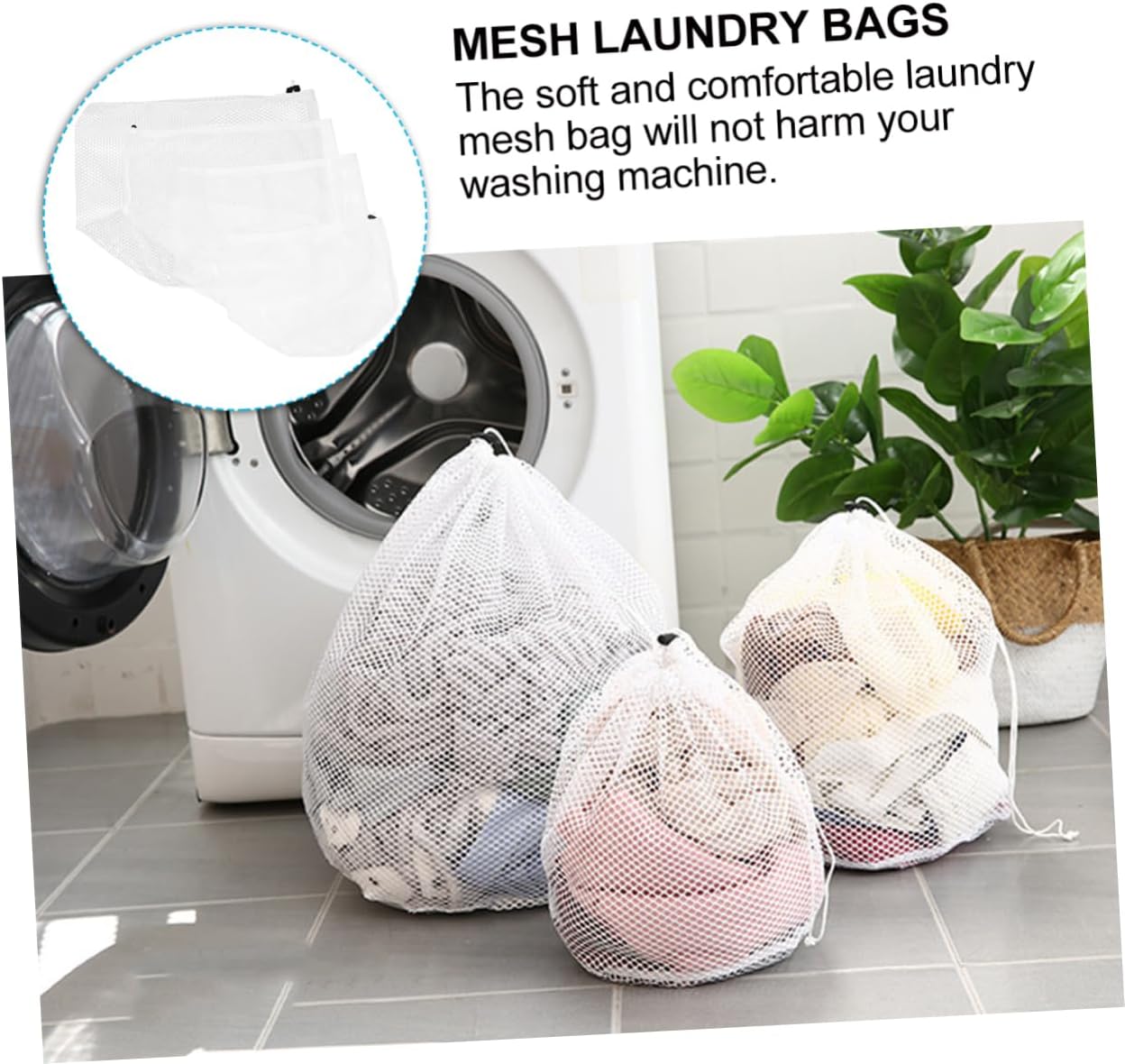 2sets Drawstring Laundry Bags Mesh Washing Bags for Travel Dorm Camping Lightweight Storage Protects Clothes Washing Machine 4pcs*2
