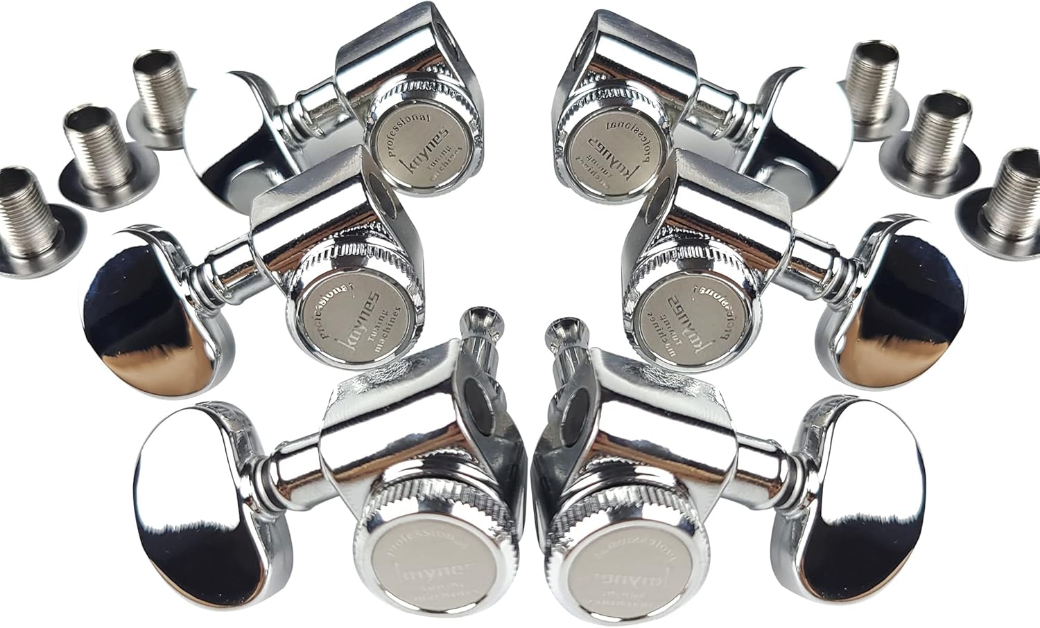 Kaynes 3x3 Guitar Lock String Tuning Pegs – Gold Locking Tuners Keys Machine Heads Tuners with Half-Circle Handle for Les Paul LP SG Style Electric or Acoustic Guitar (Golden)