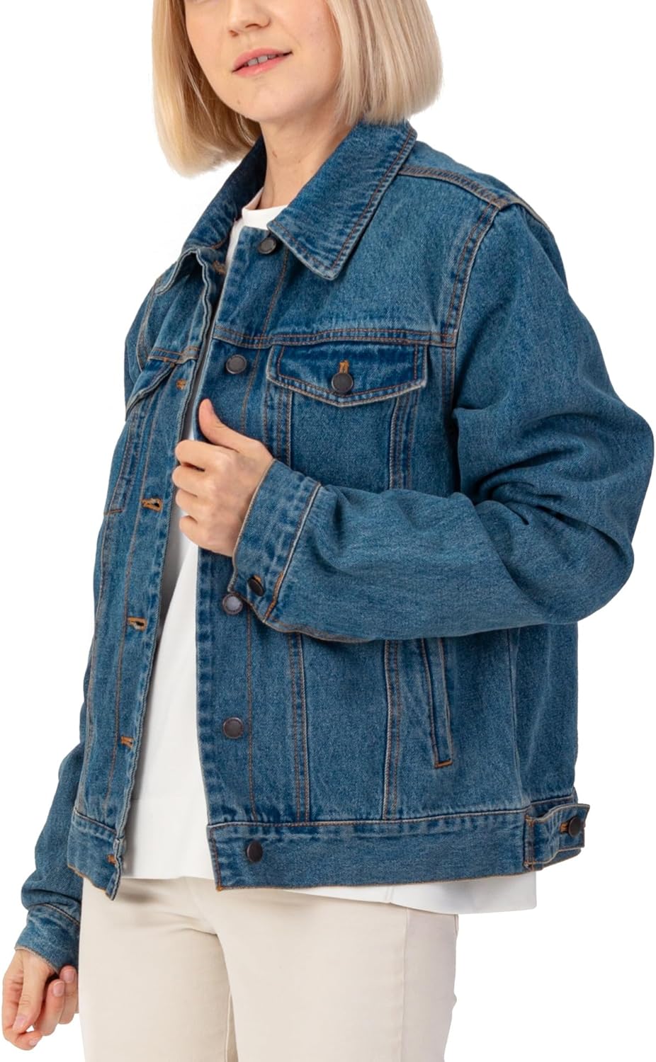 Alpine Swiss Womens Denim Jacket Classic Trucker Jean Jacket Button Up Coat