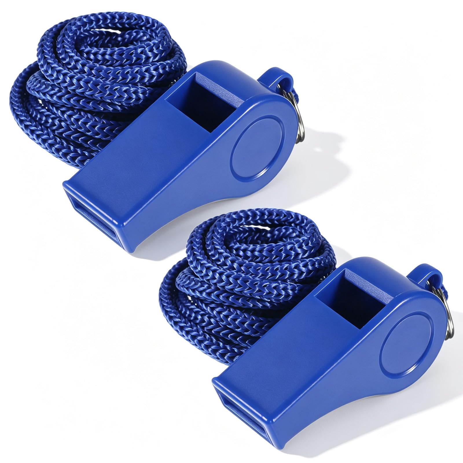 2 paquetes de silbato azul, silbato para entrenadores con cordón, silbatos de plástico para profesores, silbato de sonido fuerte y nítido, silbato de emergencia para adultos, oficiales de