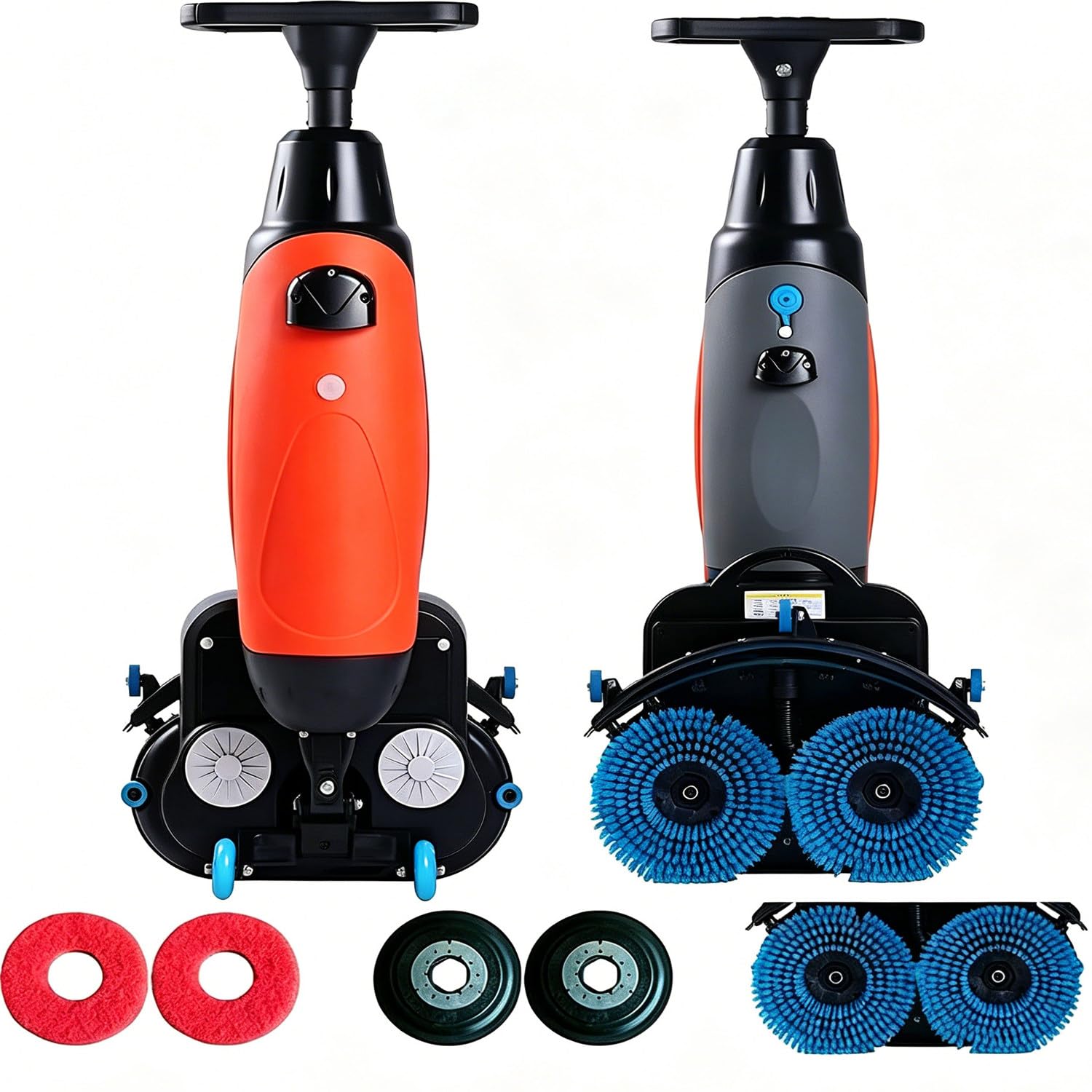 Cordless Automatic Floor Scrubber,90-120min Runtime 36v Lithium Battery Walk-Behind Floor Scrubber,17” Cleaning Width Commercial Floor Cleaning Machine for Tile,Concrete & Hardwood Floors Red