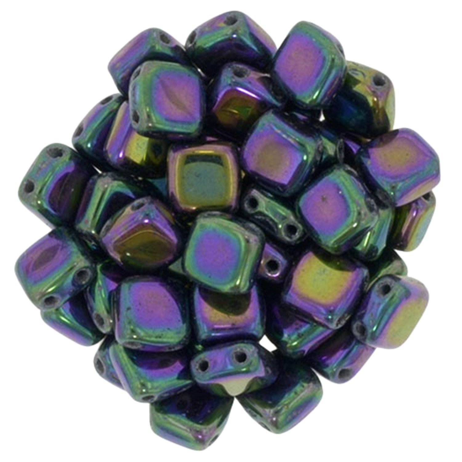 Perle Tila tchèque 6mm double trou perle carrée violette Iris Purple Beadsmith