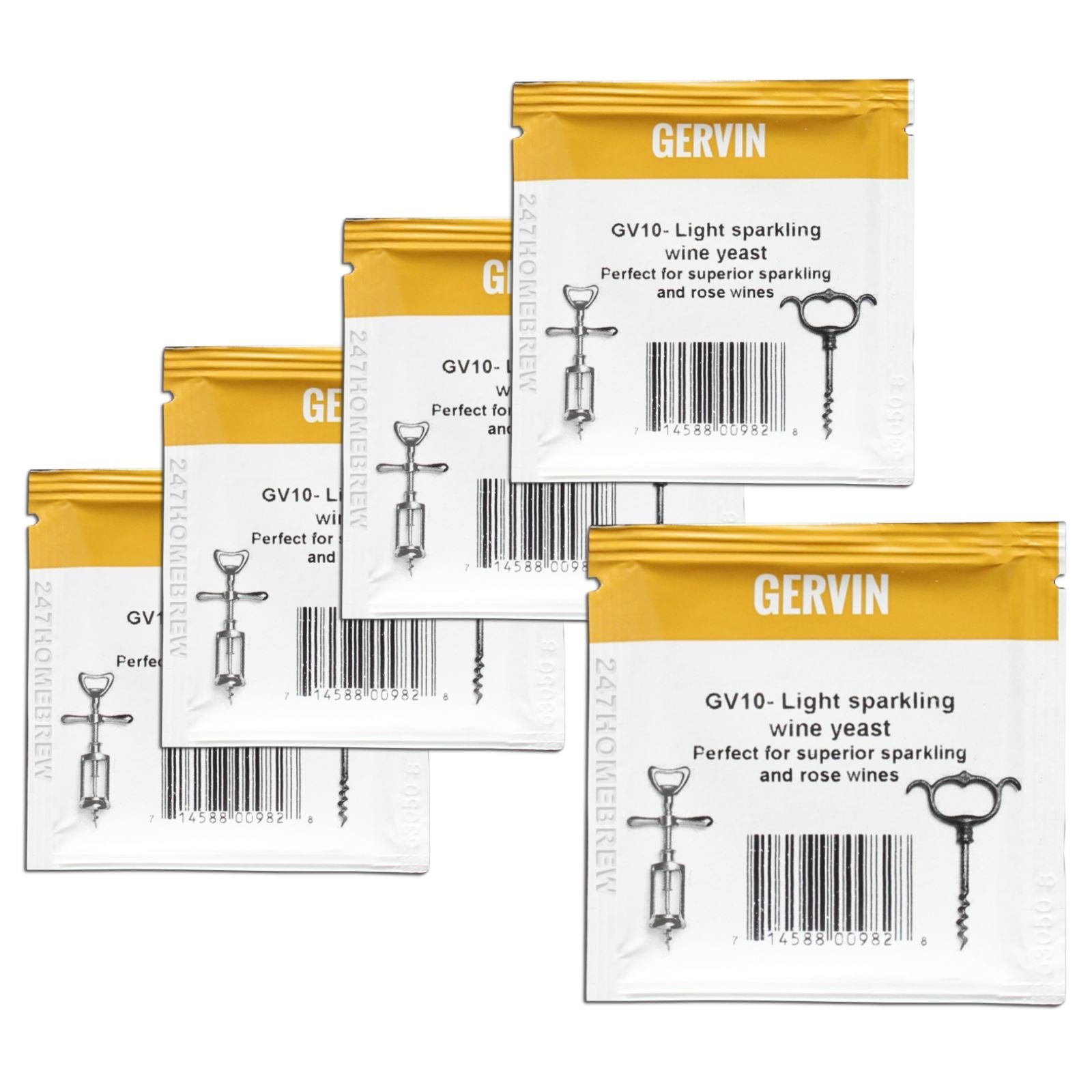 5X Gervin GV10 Wine Yeast 5g Champagne & Dessert Wines 18.5% 5-23L