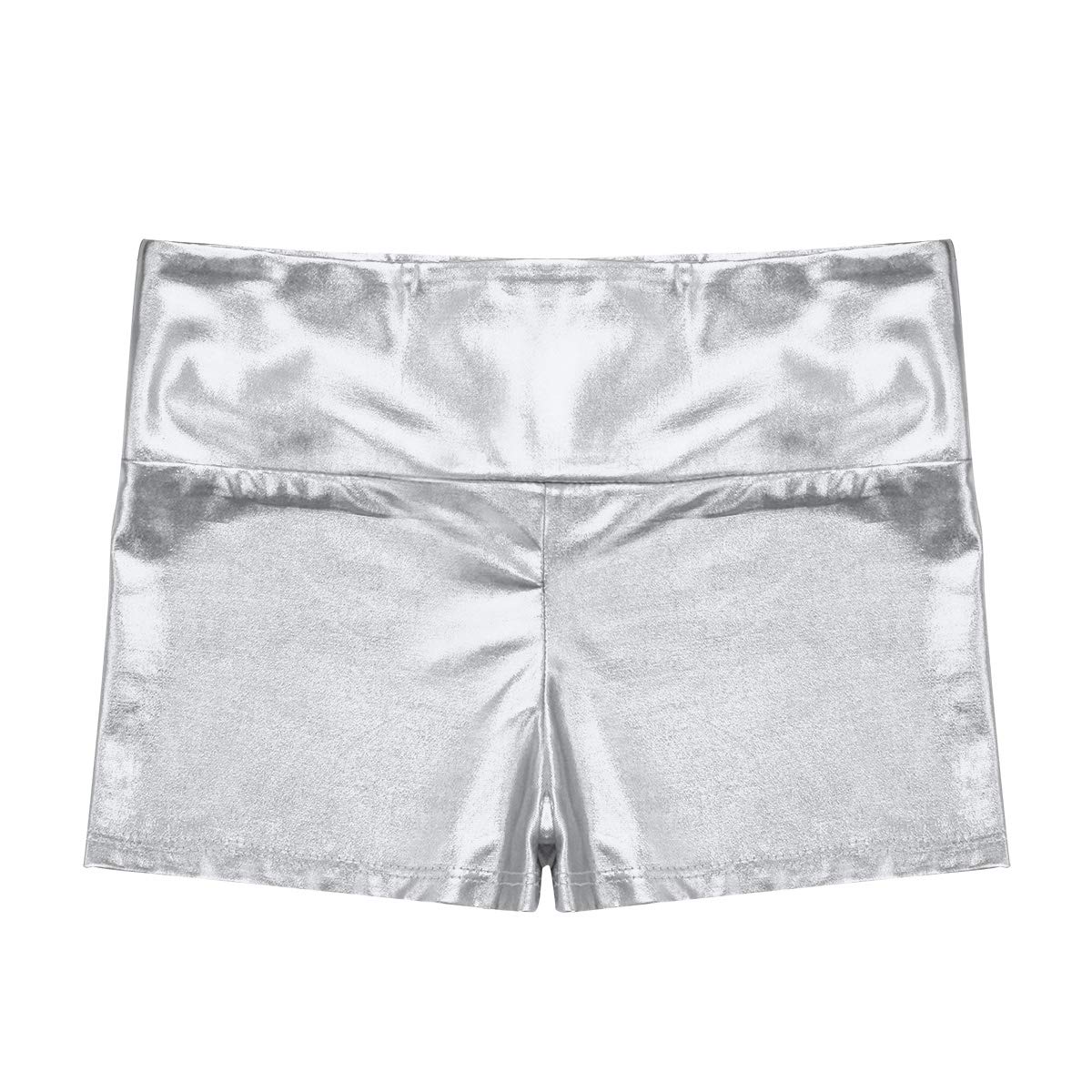 inhzoy Pantalones Cortos de Danza Yoga para Niña Shorts Deportivos de Gimnasia Fitness Charol Metálico Cintura Alta Ropa de Baile Moderno Hot Shorts