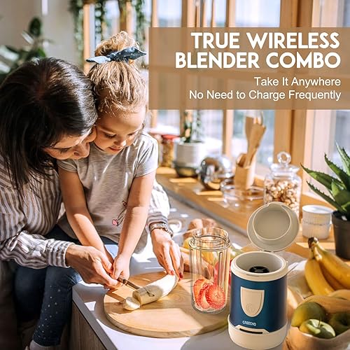 Miniatura 3 de GREECHO Licuadora personal inalámbrica para batidos y batidos con licuadora portátil GREECHO licuadora de una sola porción 3 en 1 batidora de batido