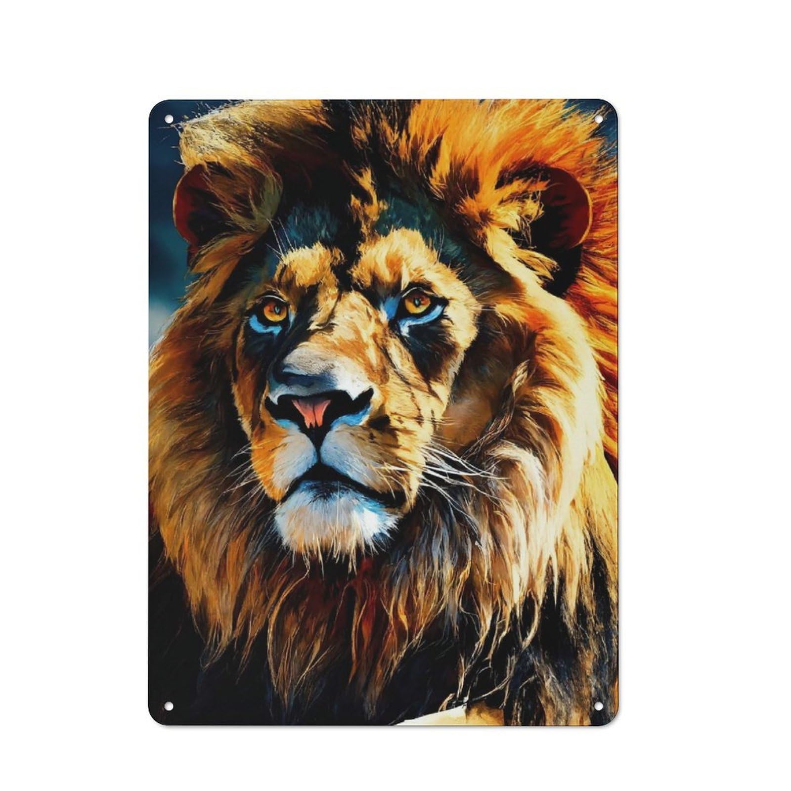 Junmoney Majestic Lion Portrait For Hobby Room Or Studio, Retro-Style Tin Sign 40X30cm, For Room Styling Across Hobby Rooms And Studios
