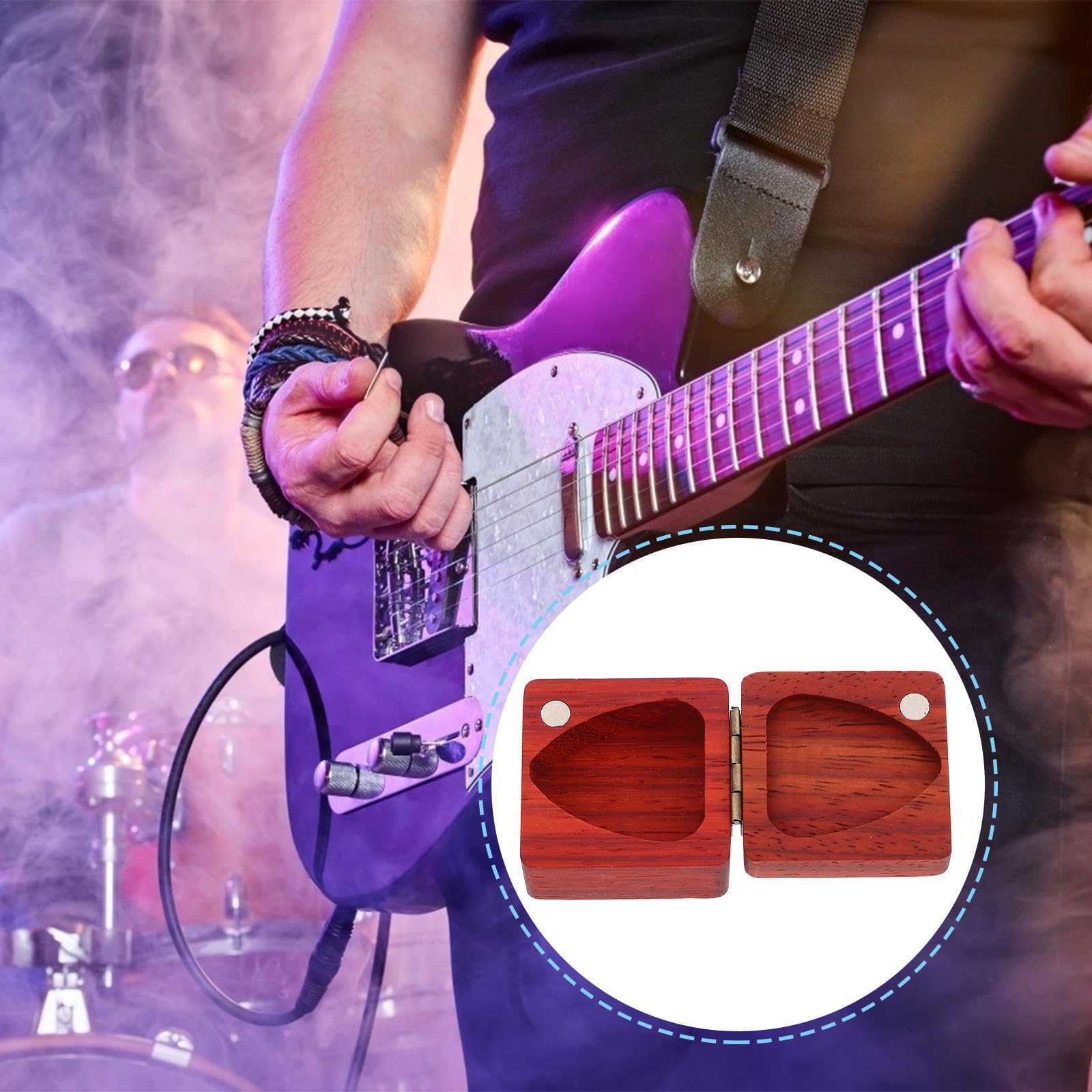 Toddmomy 5 Piezas Caja de Madera para Púas de Guitarra, Portátil y