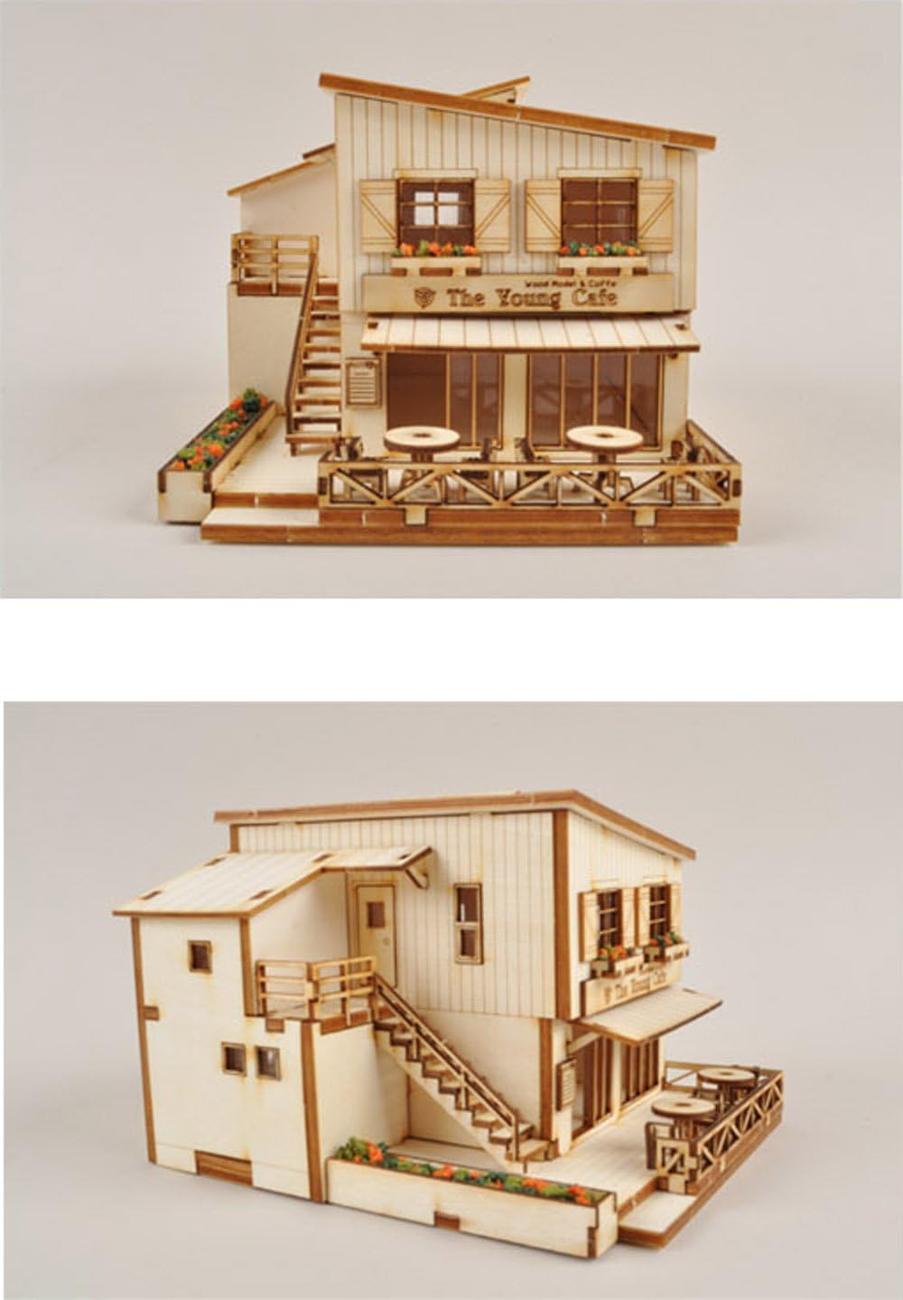 Desktop Wooden Model Kit Cafe in House by Young Modeler
