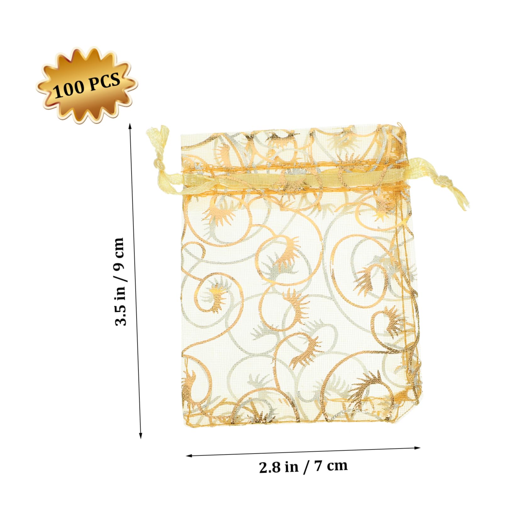 SEWOART 1000 Stk Geschenktüten kordelzug zuziehbeutel bonbontüte Golden bags Candy bags Schmuckbeutel Taschen goldene organzabeutel durchsichtige Schmuckbeutel Hochzeit Organza-Bonbons