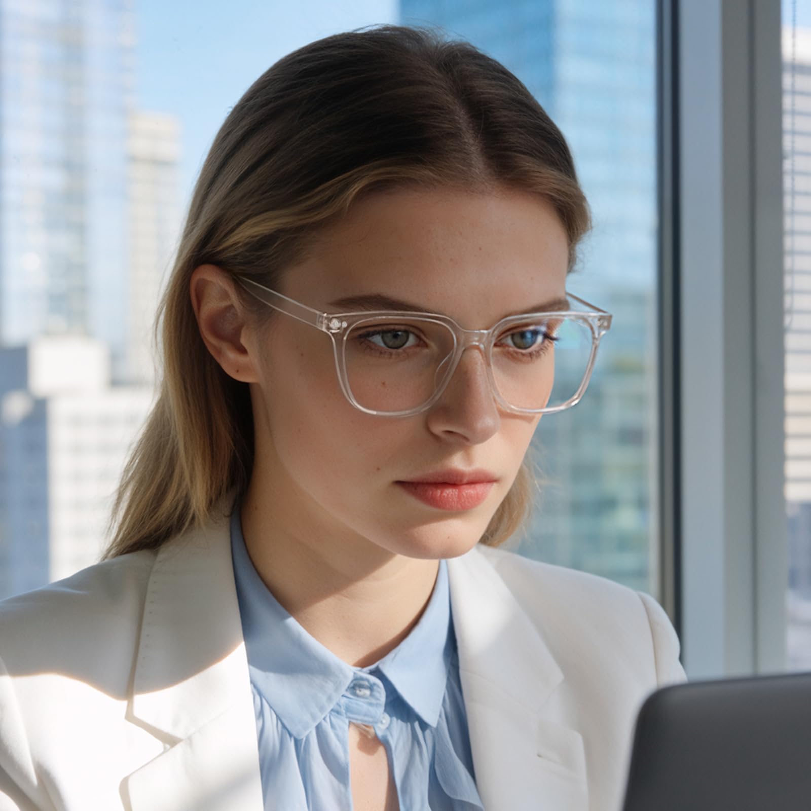 Blaulicht-Brille für Damen und Herren, blendfrei, übergroße Computerbrille