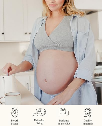 Miniatura 6 de Kindred Bravely Brasier de lactancia de rizo francés para lactancia materna y sueño, espalda cruzada, brasier de maternidad suave y elástico