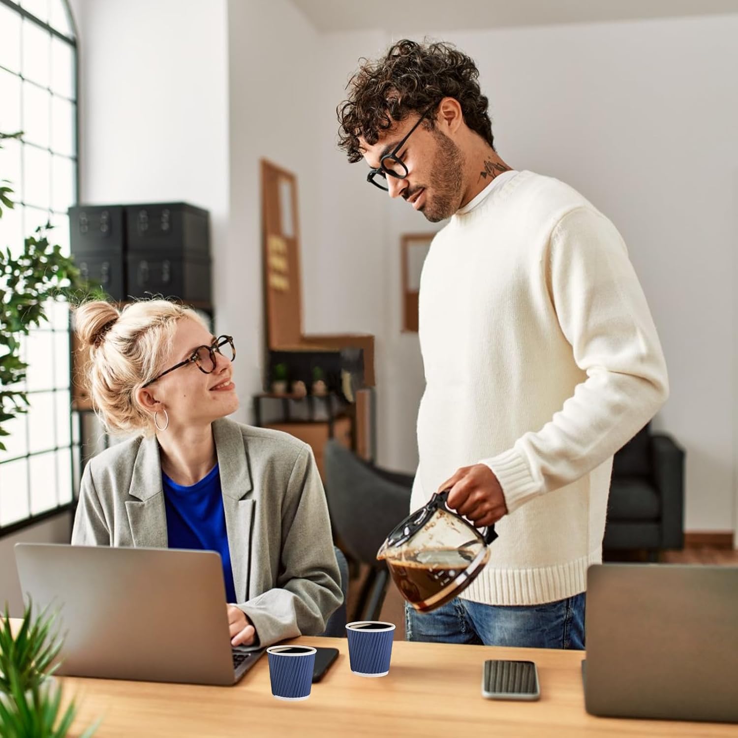 200 Pcs 4oz Paper Espresso Cups Ripple Wall Hot Cups For Coffee Disposable Coffee Cup Paper Hot/Cold Drinking Cups for Party, Picnic, Travel and Events (Blue) - Image 5