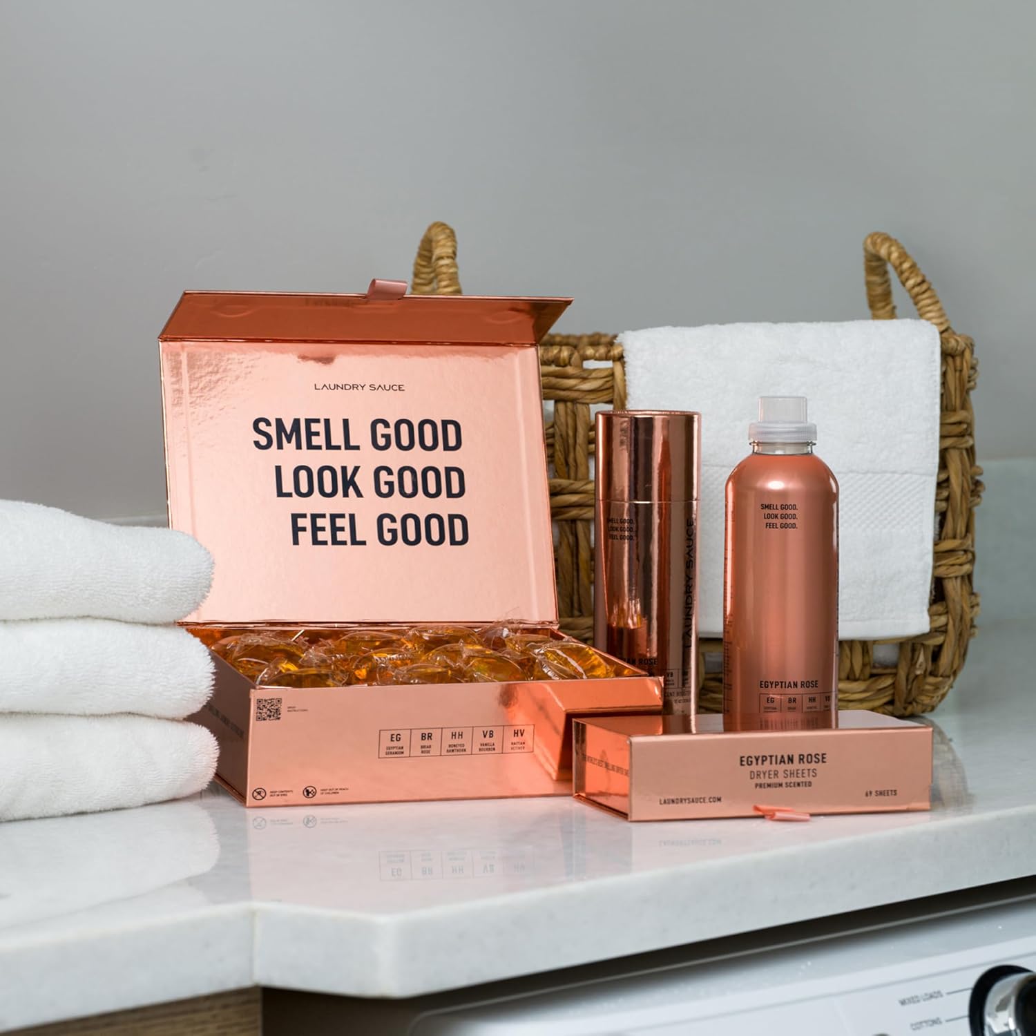 Laundry Sauce - Signature Bundle Egyptian Rose, Scented Laundry Detergent Pods & Scent Booster, Fabric Softener, Dryer Sheets, Fabric Protection, Essential Oils, Long Lasting Luxury Fragrance - Image 4