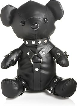 MASTER SERIES Goth Bear for Beginners, Men, Women, Couples. Novelty Gift and Cuddly Toy. Premium Materials. Vegan Leather, Nickel-Free Metal. 1 Piece, Black.