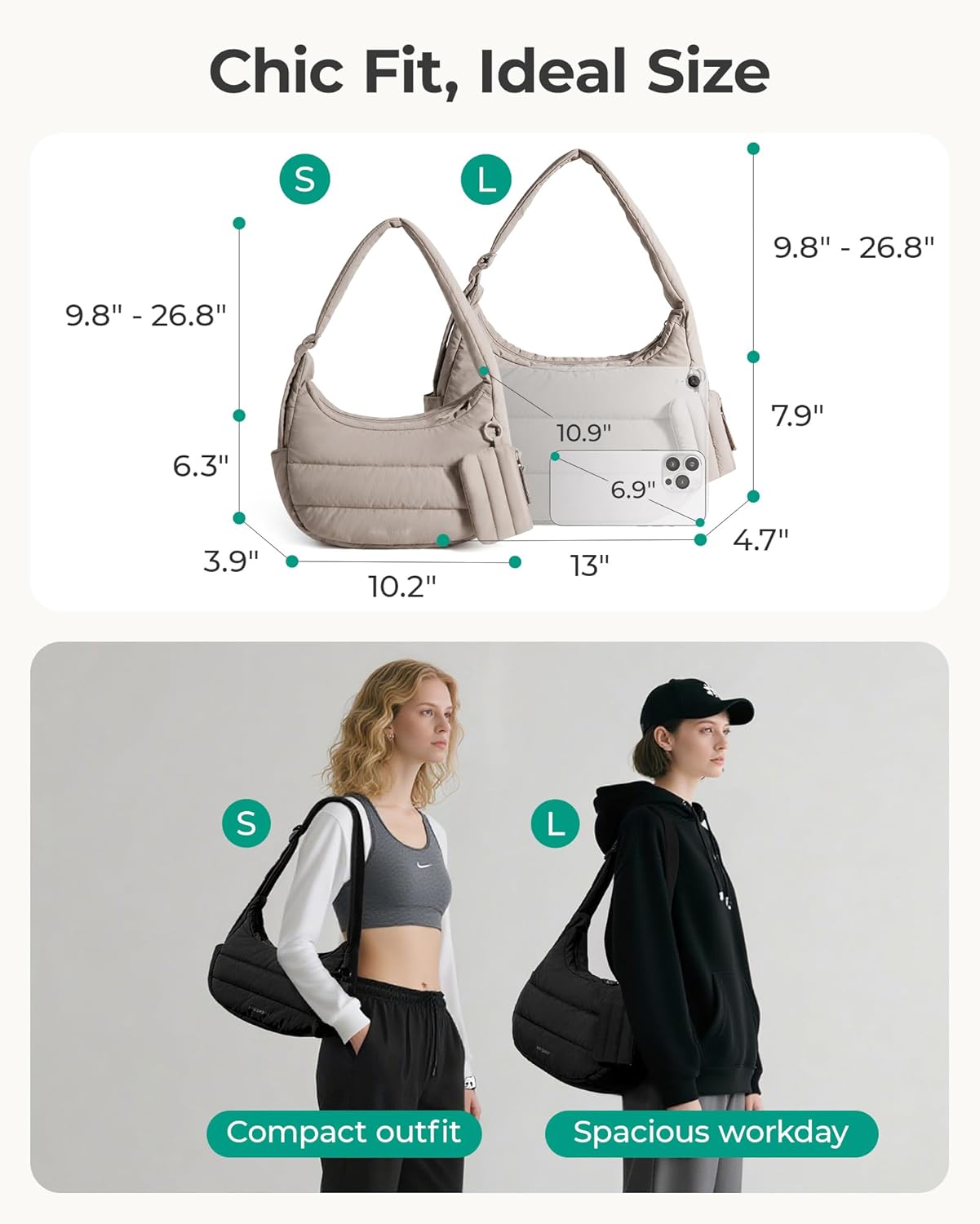 BAGSMART Shoulder Bag for Women Small Puffer Purses Crossbody Bag, Lightweight Fluffy Hobo Handbag Puffy Pouch - Image 7