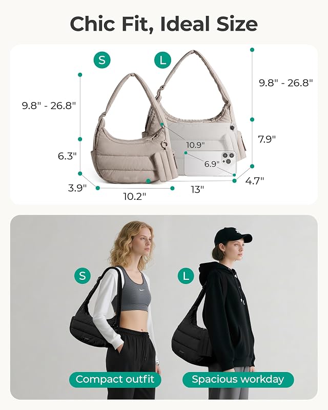 Geantă de umăr hobo pufos pentru femei bagsmart cu portofel mic, geantă de mână ușoară tip crossbody