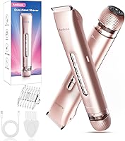 Aedicce 2-in-1 Bikini Trimmer for Women: Dual Head Electric Shaver, IPX7 Waterproof, Painless Pubic Hair Removal for Body Face Legs, Rose Gold