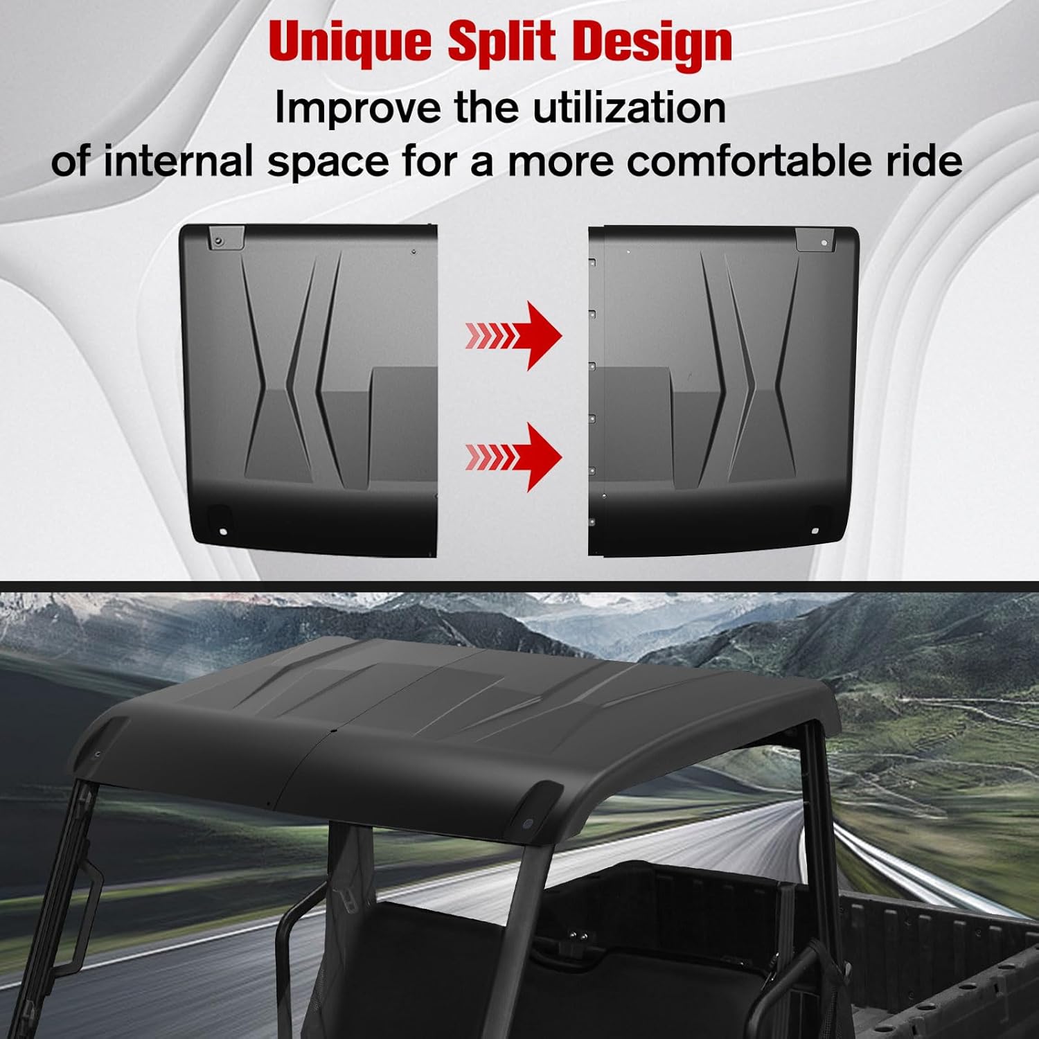 Hard Roof Top for Polaris Ranger 570 Midsize, Durable Polyethylene 2-Piece Combination Sun Visor Roof for Polaris Ranger Mid Size 570/500/ SP 2015-2025 Accessories, Replace #2885077