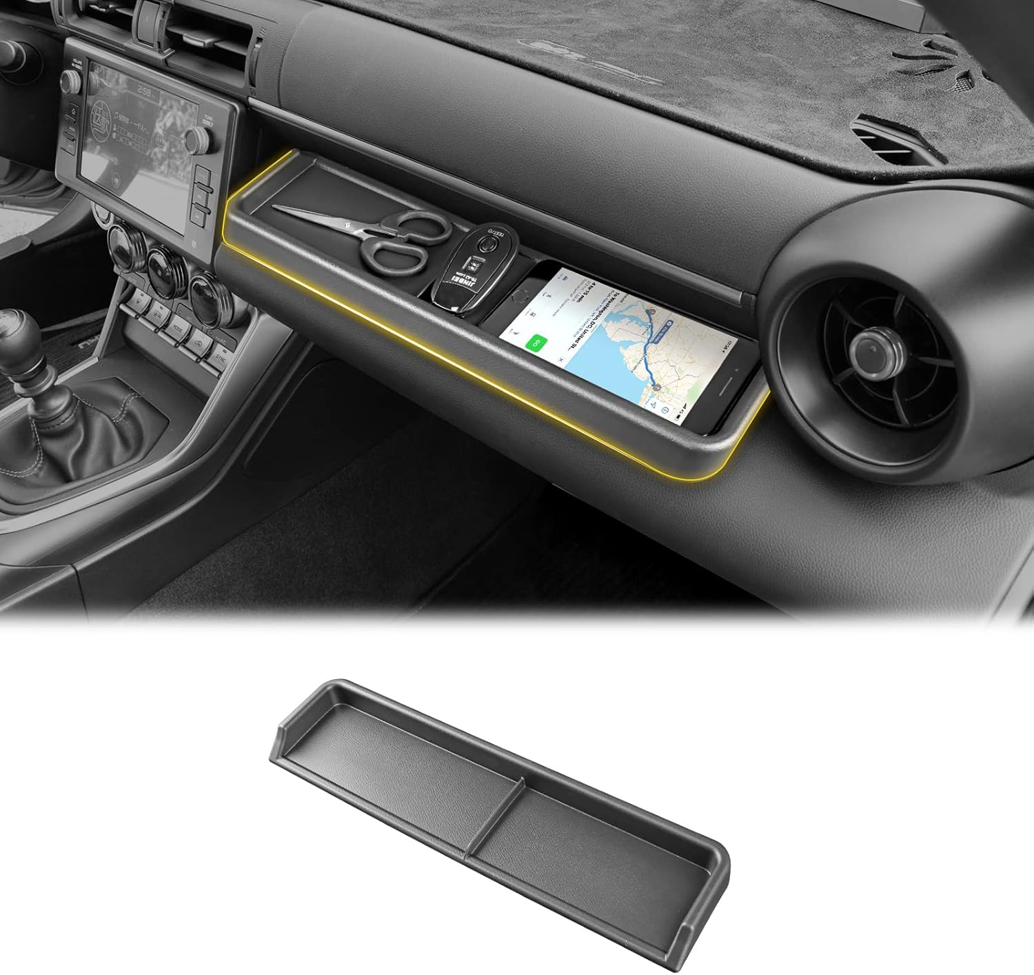 KUNGKIC For Toyota GR86 Subaru BRZ 2021 2022 2023 2024 2025 Glove Box Organizers Storage Tidying Organizers Phone Storage Box Interior Accessories Black Waterproof