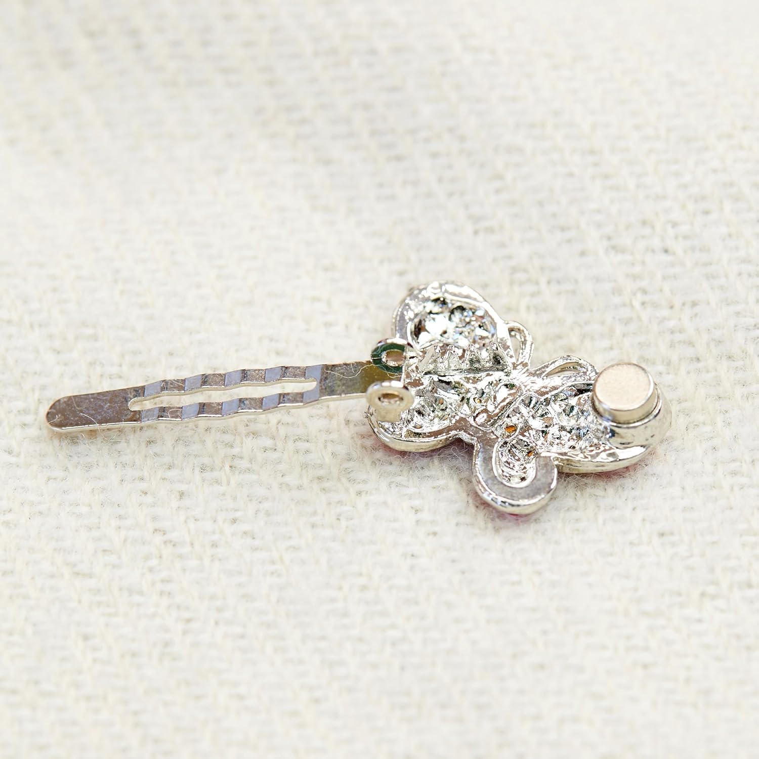 Hair Clips Barrette 1pcs Austrian Rhinestones Butterfly Magnetic Barrette, White