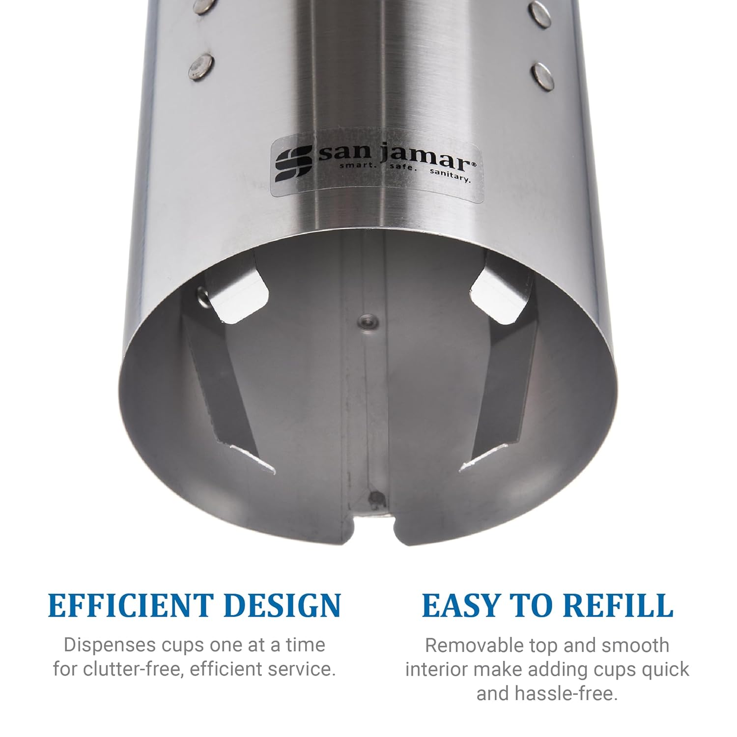 San Jamar Large Pull-Type Cup Dispenser 6-12 Oz. Flat Bottom Cups, 4.5 - 7 Oz Cone Cups with Flip Cap for Restaurants, Home, and Office, Stainless Steel, 16 Inches, Silver