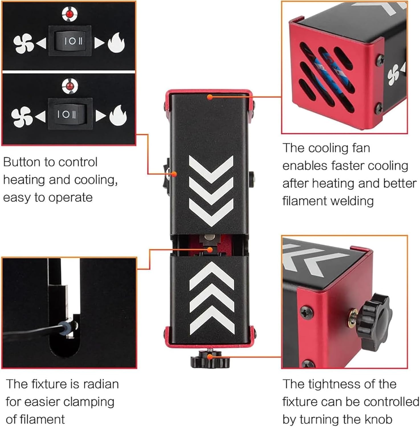 3D Printer Filament Welder, Filament Connector for 1.75mm Filament with 100pcs PTFE Sleeves, Fast Heating, Adjustable Clamp Tension, Filament Joiner for PLA ABS PETG TPU