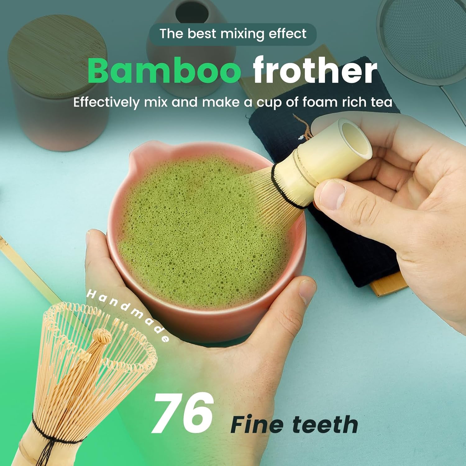 9Pcs Matcha Whisk Set Elegant Matcha Making Kit with Tea Scoop Ceramic Matcha Bowl Matcha Whisk Holder Matcha Powder Caddy Scoop Holder Tea Cloth Tea Sifter for Matcha Tea Lovers (Pink)