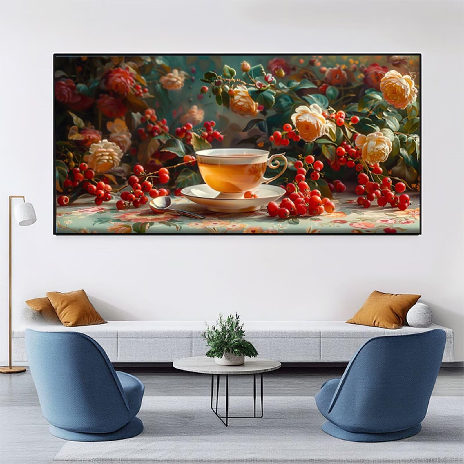 Pintar por Numeros 90x180cm Cereza Pintar por Numeros Adultos Fruta Paint by Numbers Adult, Cuadros para Pintar con 3 Pinceles y Pigmento, Manualidades Adultos para Decoración Pared (Sin Marco) RB-860
