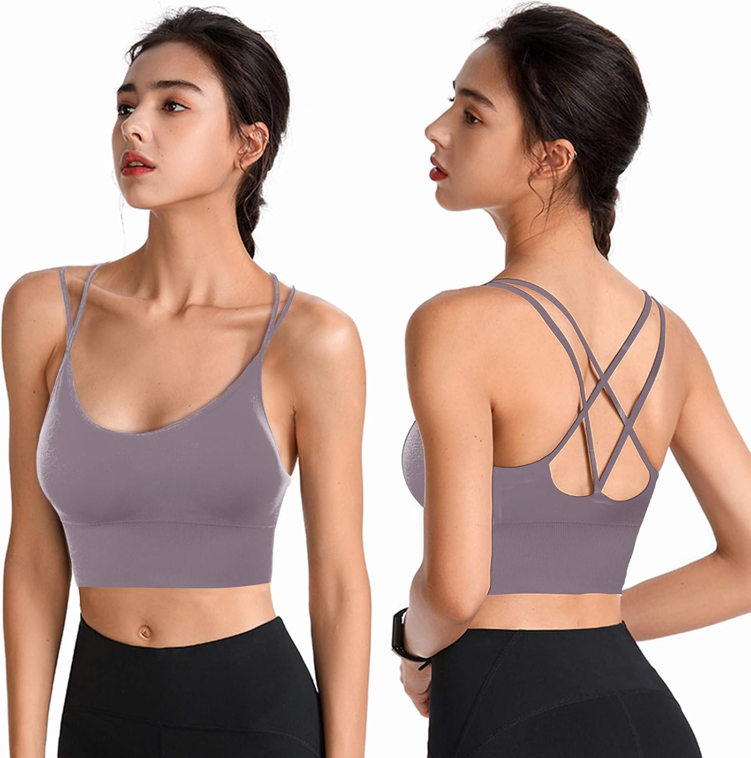 Sports Bras for Women Sexy Seamless Full Coverage No Underwire Yoga Bra Casual Spaghetti Straps Cross Back Underwear