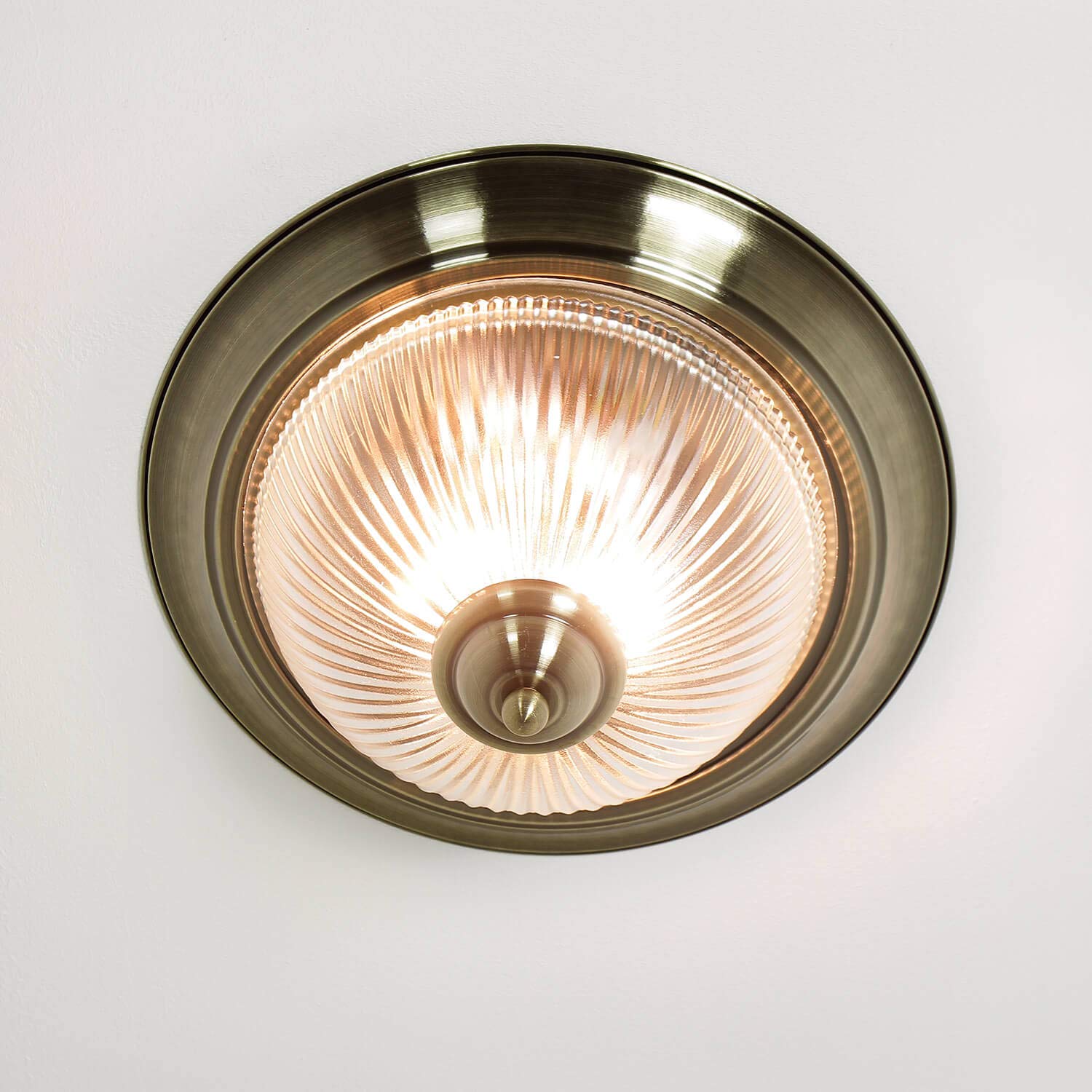 Lámpara de techo metal vidrio latón antiguo IP44 baño cocina Ø31 cm E14 2 luces redonda Art Nouveau plafón comedor BARMSTEDT