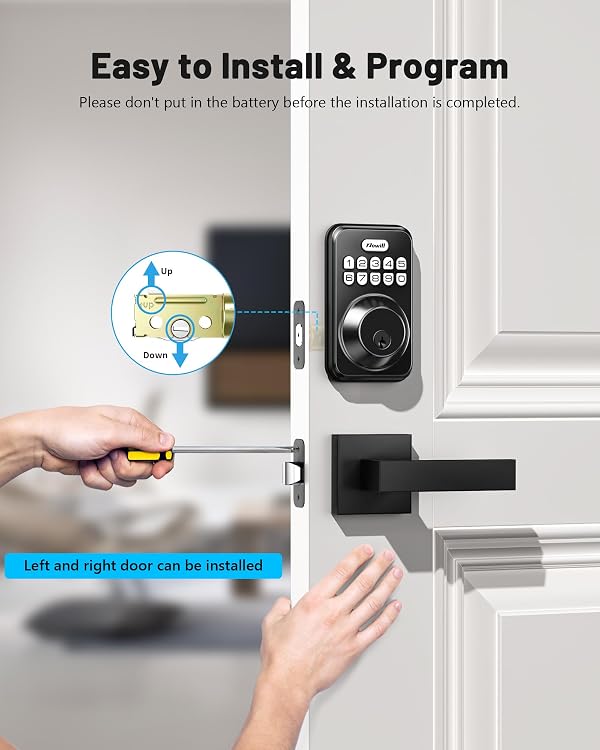 Zowill Keyless Entry Door Lock with 2 Lever Handles, Zowill Electronic Keypad Deadbolt, Auto-Locking, Anti-Peeping Password, Digital Code Door Lock, Front Door Handle Sets, Matte Black by Zowill - Image 6