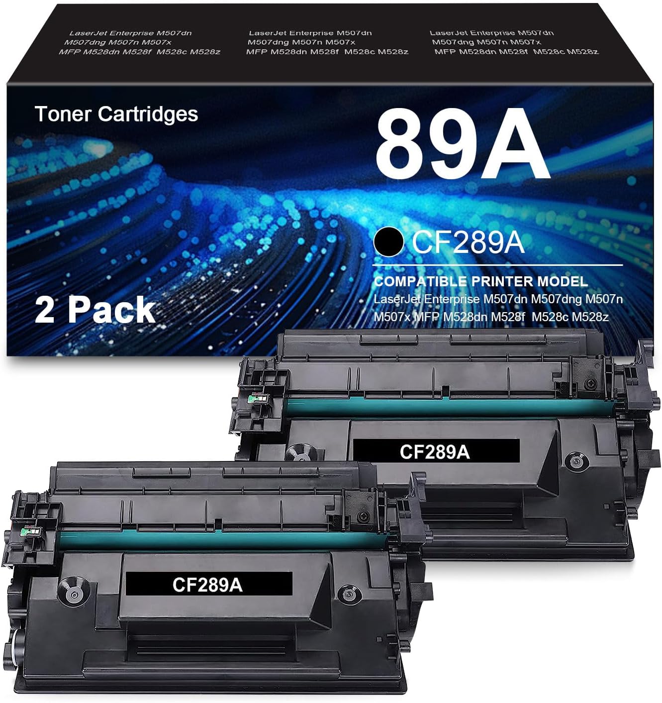 89A Toner Cartridge 2-Pack Compatible for HP 89 89A Black Toner Cartridges CF289A 89X CF289X for LaserJet Enterprise M507n M507dn M507x M507dng MFP M528dn M528f M528c M528z Printer (with Chip)