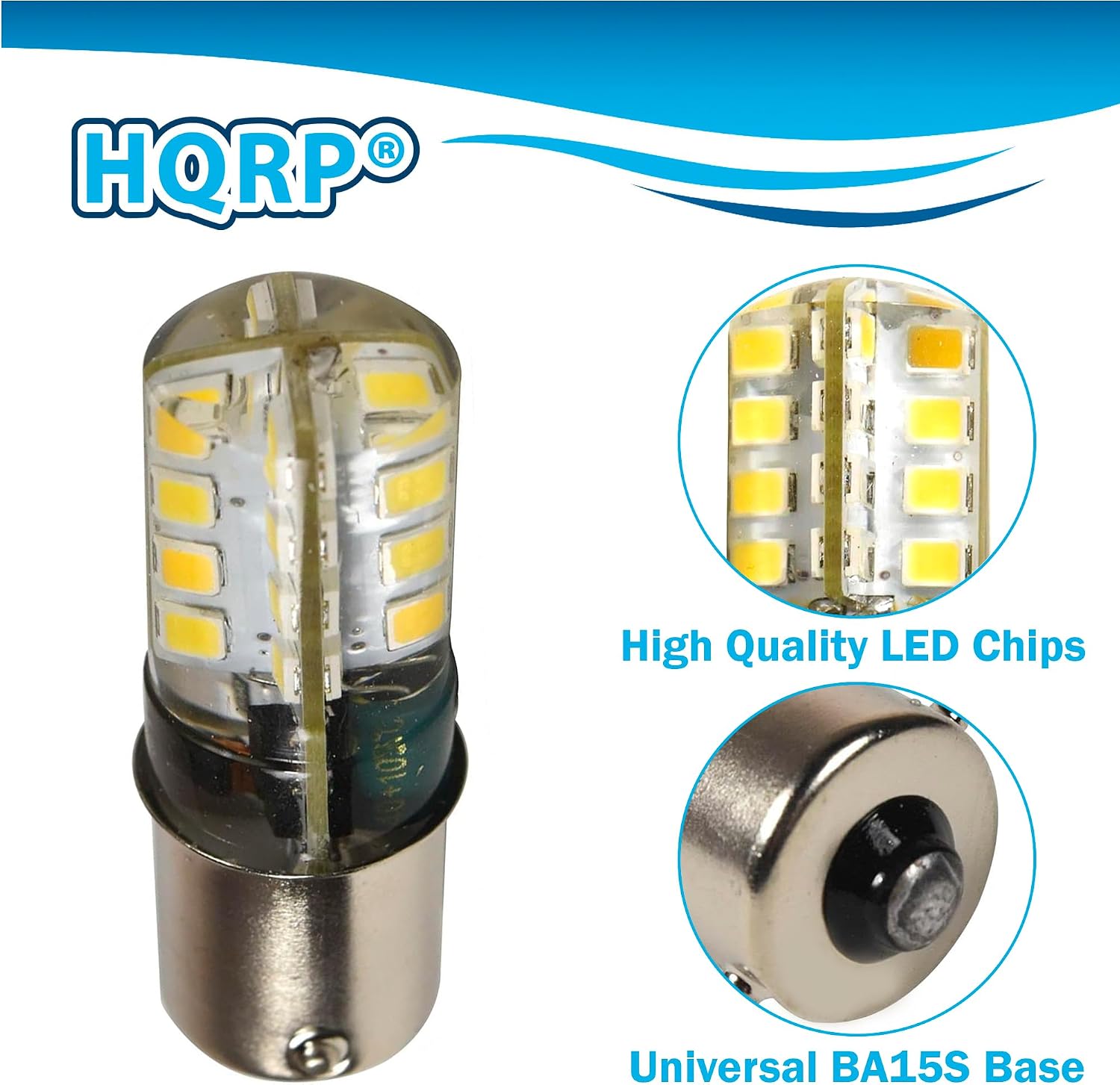 HQRP 10-Pack 3W 250 Lumen BA15s 18 LEDs Cool White Bulbs for #1141#1156 Casita RV Interior Porch Replacement DC