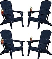 Vista 23 de Plawdlik - Silla plegable Adirondack, probada según SGS, textura de madera con portavasos, resistente a todo tipo de clima, cómoda para junto a