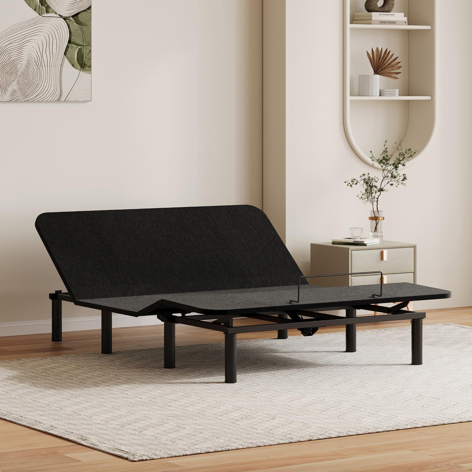 FlexiHome Premium Adjustable Bed Frame Queen, Adjustable Bed Base with Independent Head and Foot Incline, Whisper Quiet Durable Motor, Adjustable Legs, Mattress Holder, Easy Assembly