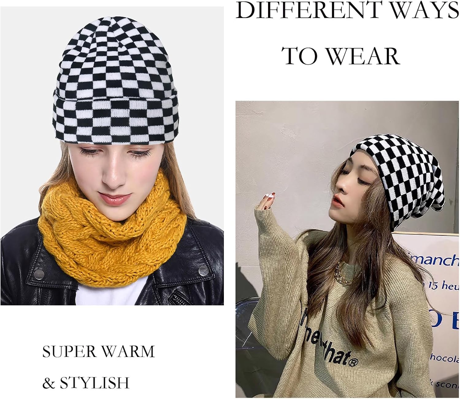 Women Men Winter Hat Fashionable Print Beanie Knitted Soft Warm Slouchy Skull Cap Y2k Beanie - Image 2