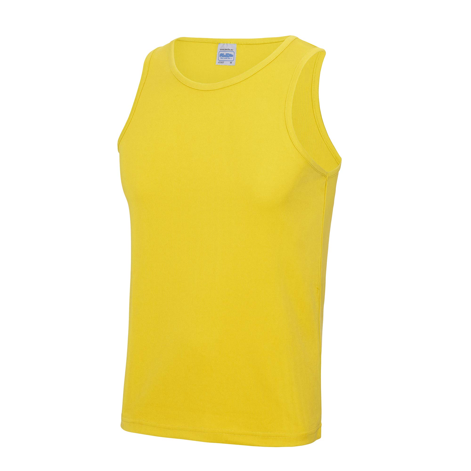 Just Cool Men's Sun Yellow Sports Gym Plain Tank / Vest Top (2Xl) (Sun Yellow)