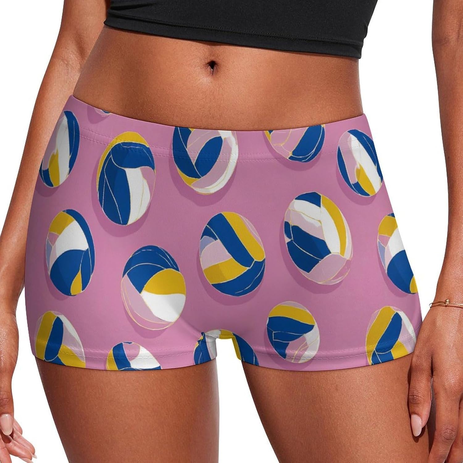 Volleyball Pattern Funny Women's Boxer Briefs Breathable Underpants Trunks Stretch Underwear