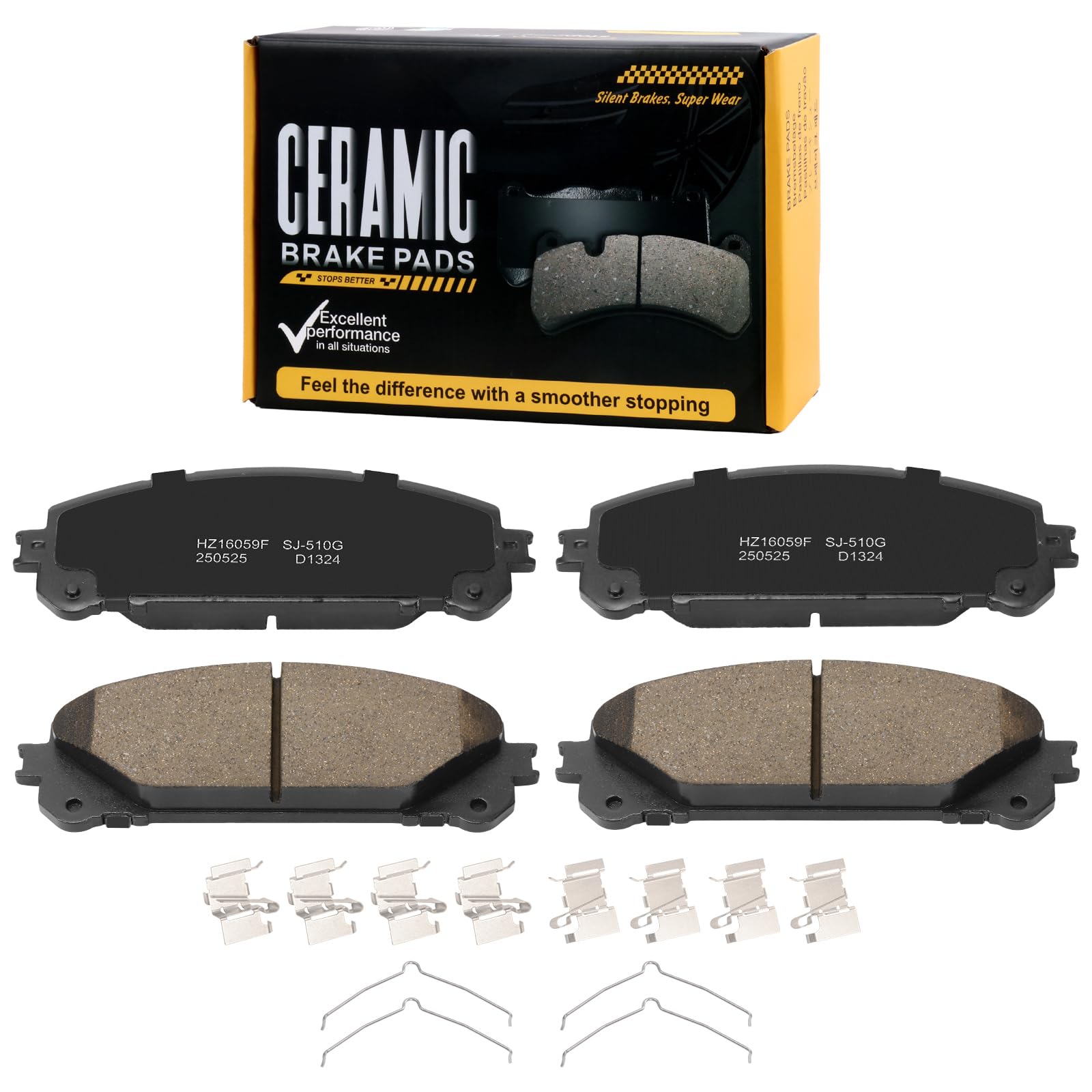 Amazon.com: SUPLABEL D1324 Premium Replacement Front Brake Pad Set