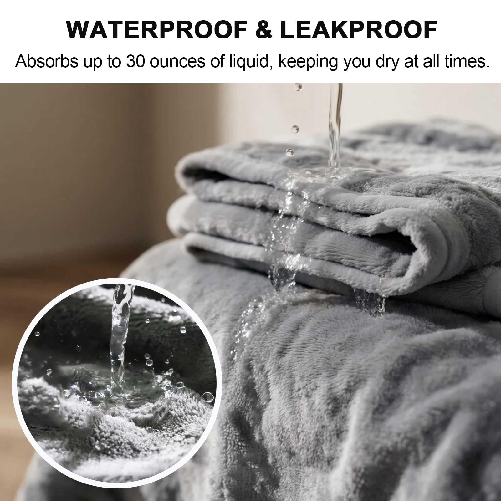 Manta Impermeable para Mascotas para Cama, Manta Reversible de Franela Suave, Manta de Cama para Parejas Lavable, Manta para Perro a Prueba de Derrames para Sofá,Light Grey,200x230cm