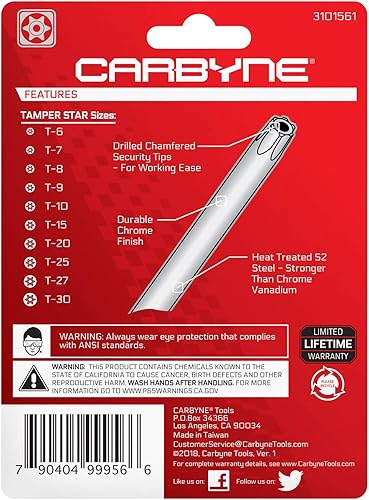 Vista 26 de Carbyne Juego de llaves Allen con extremo de bola de brazo largo de 35 piezas, pulgadas/métricas/torx. Incluye hexagonal métrico 0.050 in-0.394 in