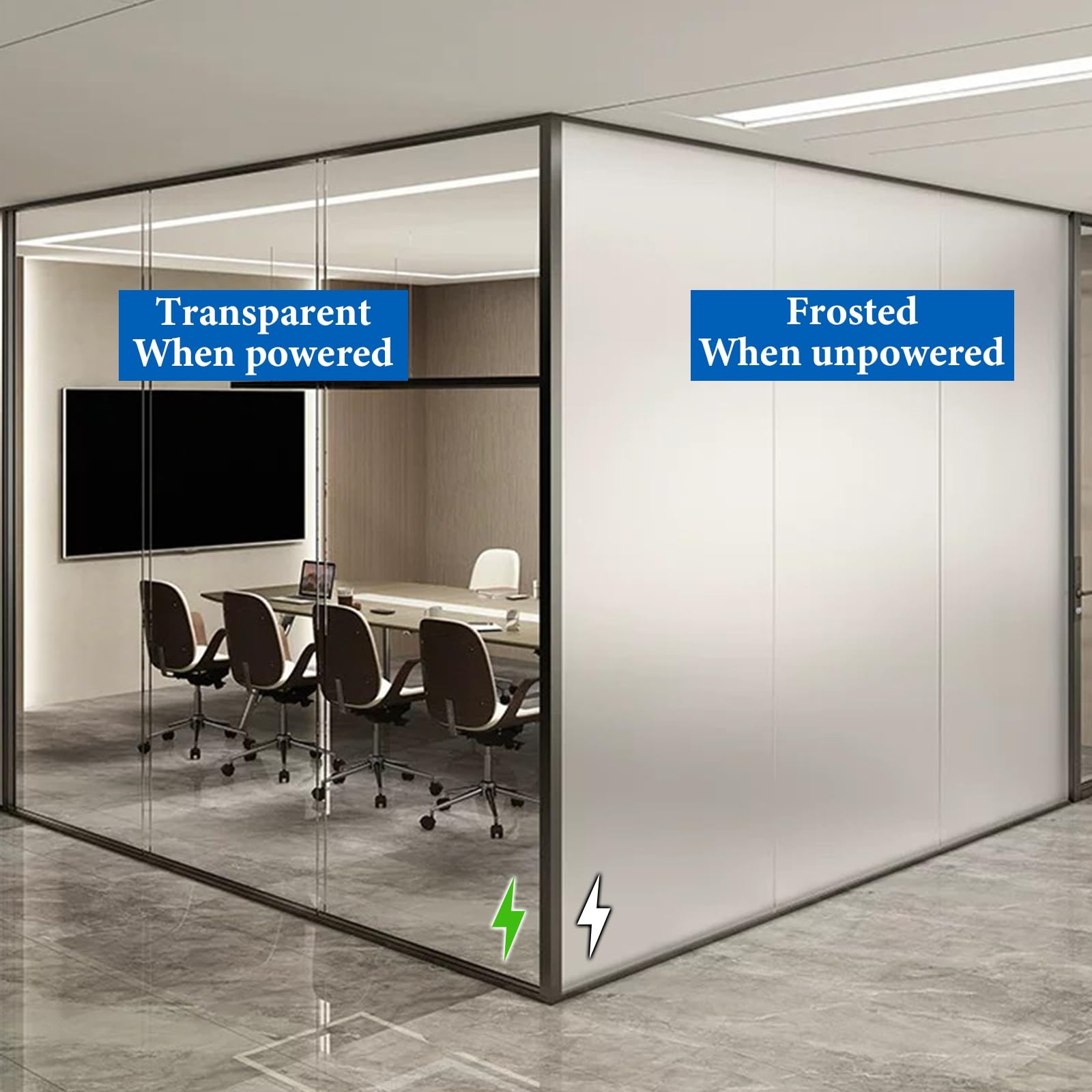 Película Inteligente Electrónica Vinilo Ventana Privacidad de Transparente a Opaca Particiones y Proyecciones Lámina Privacidad Ventana para Doméstico Oficina Comercial(W51.2 xL94.5)