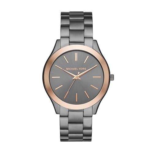 Michael Kors MK9122 - Slim Runway Three-Hand Beige Gold-Tone Stainless