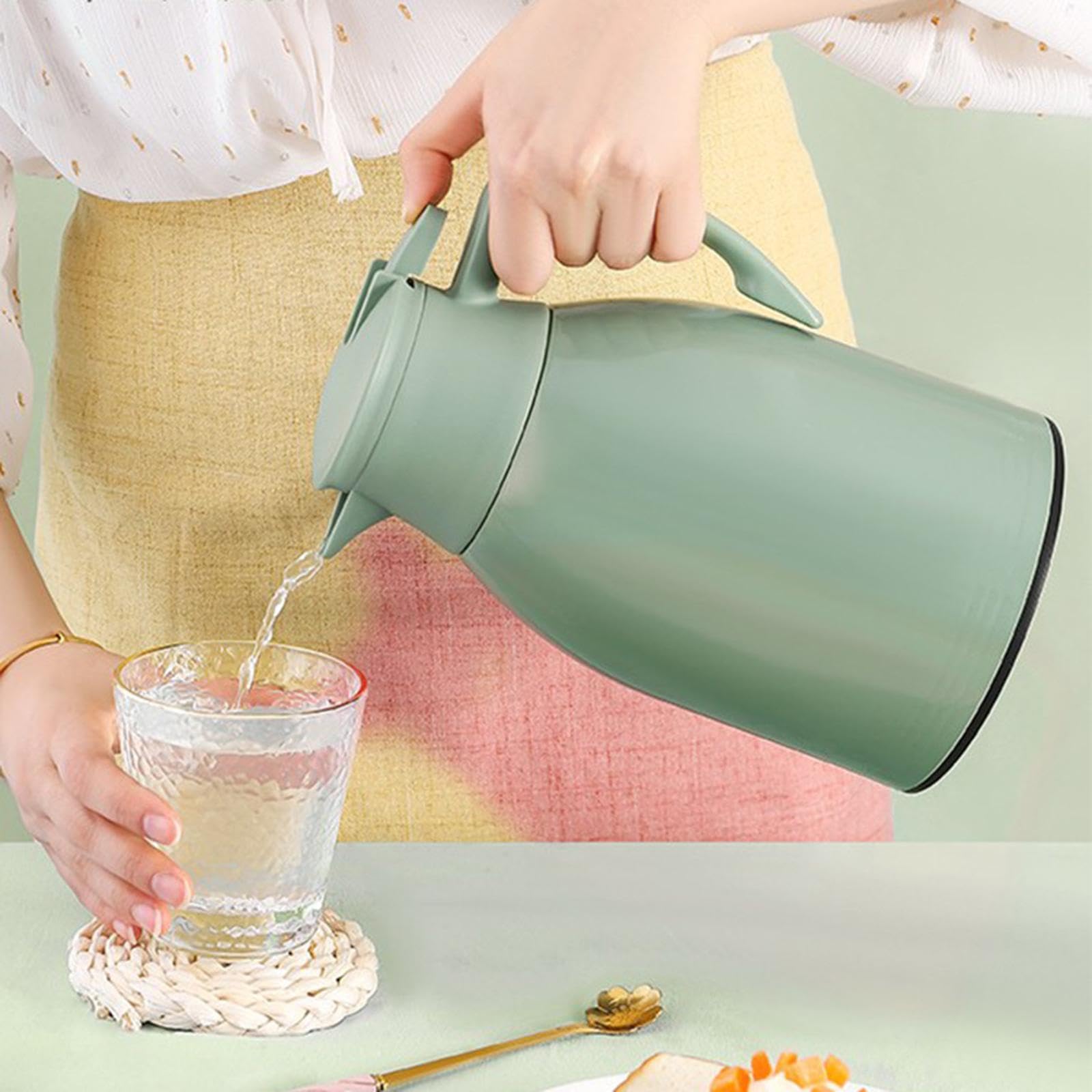 Ailan Caraffa per caffè isolata sottovuoto che la freschezza offrendo al contempo una presa e un controllo facili a ogni versamento. Distributore di, Verde, 1.9 litri