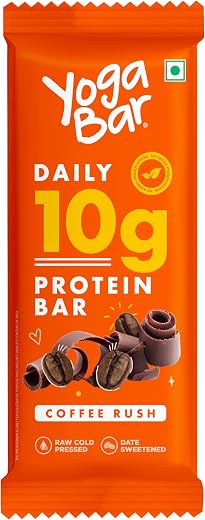 Yogabar 10 grams Protein Bar, Protein Blend &amp; Premium Whey,100% Veg High Protein Snacks, Rich Protein Bar with Date, Vitam