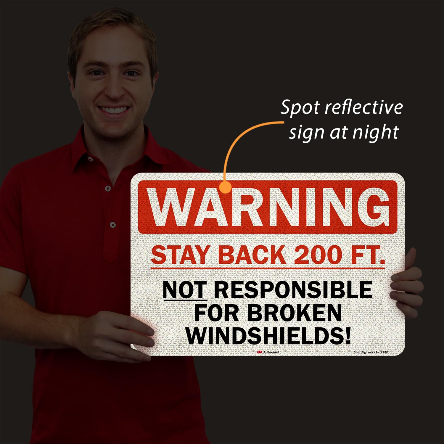 SmartSign - S-9933-RE-12x18-D1 Warning - Stay Back 200 Ft