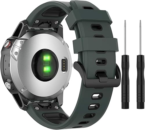 Miniatura 43 de Compatible con Garmin Fenix 6 Sapphire Watch Bands, Forerunner 945 Bands, 0.866 in Quickfit Silicona Correa de repuesto para Garmin Instinct, Fenix