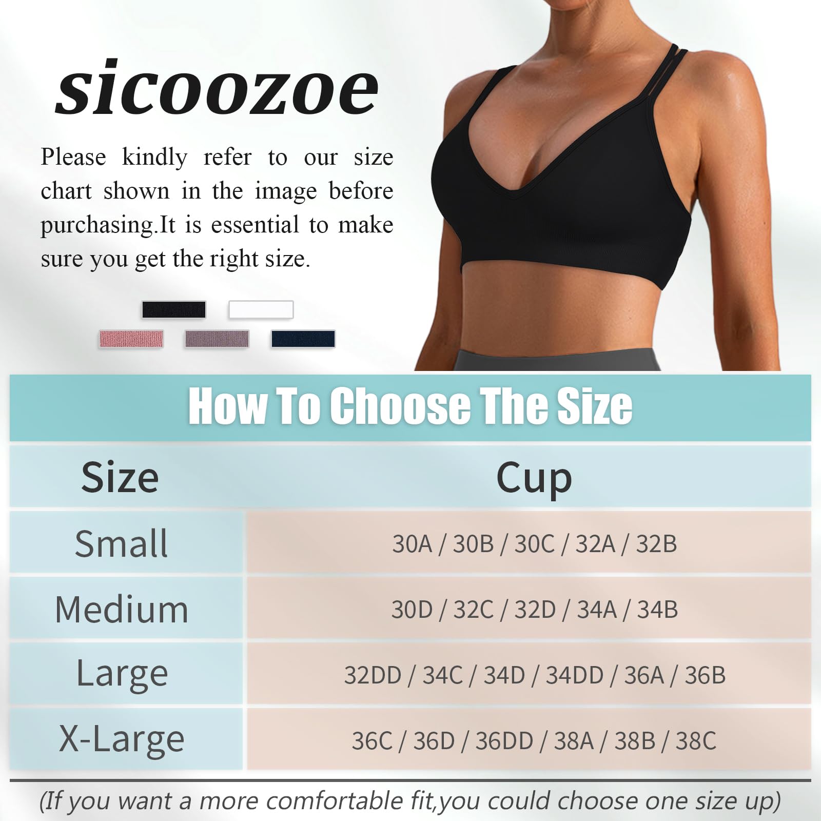 Brasier deportivo para mujer, con cuello en V, tirantes cruzados, para yoga, acolchado, soporte medio, entrenamiento, gimnasio, atletismo, fitness, paquete de 3 unidades
