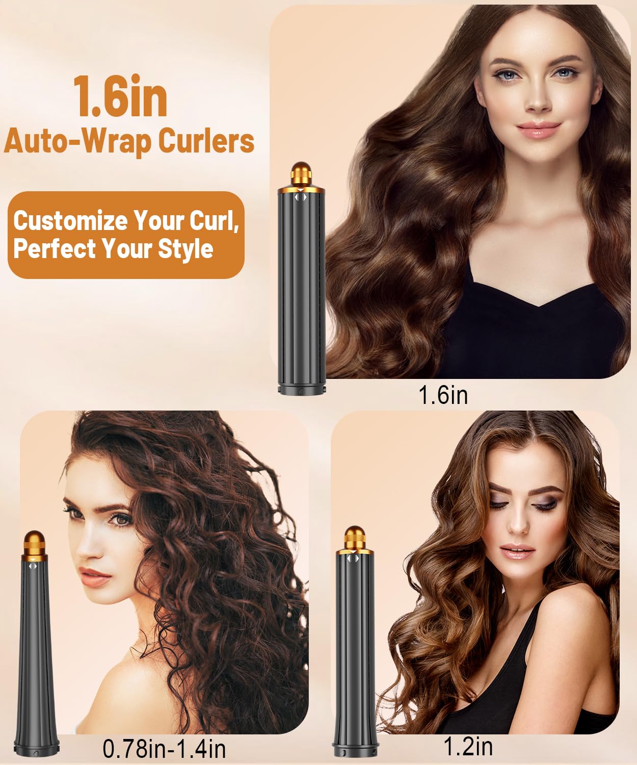 1.6IN Long Hair Barrels Attachment Compatible with Dyson Airwrap HS01 HS05 HS08 Accessories, Automatic Curling Iron Curlers for Lazy Loose Inward Curls Voluminous Outward Waves - Image 5