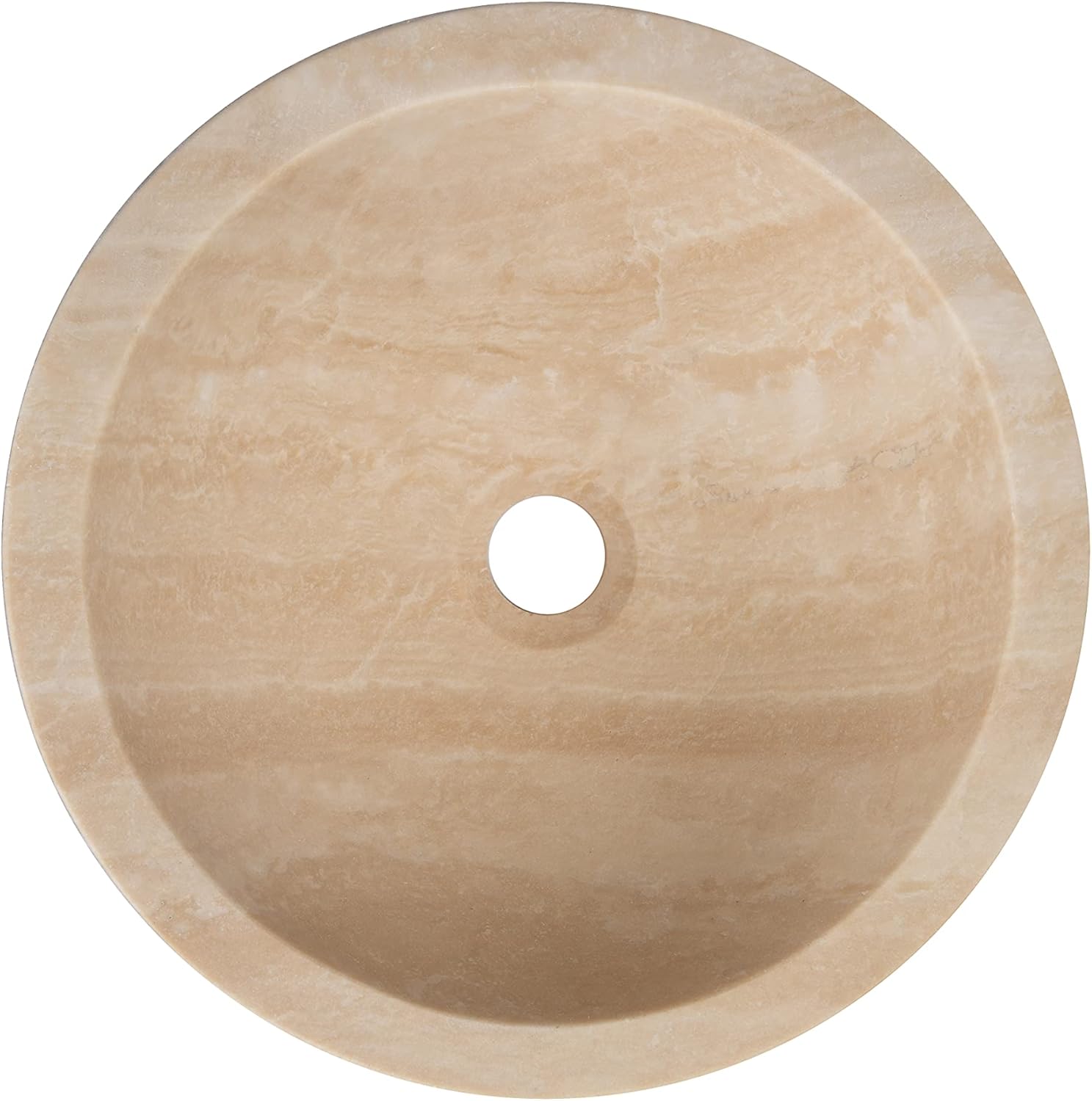 Eden Bath Round Small Thick Rim Vessel Sink, Honed Beige Travertine - Stylish Bathroom Sink